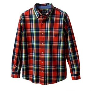 Chaps Plaid Button Down Size XL Orange Blue Mens Shirt